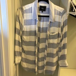 Rails button down top. White and blue.
